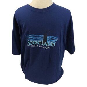 Scotland Home Of Nessie Navy Blue T-Shirt XL Fruit Of The Loom Cotton